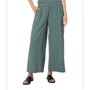 Pact Daily Twill Pant Womens Medium Green Organic Cotton Pull On Relaxed Fit